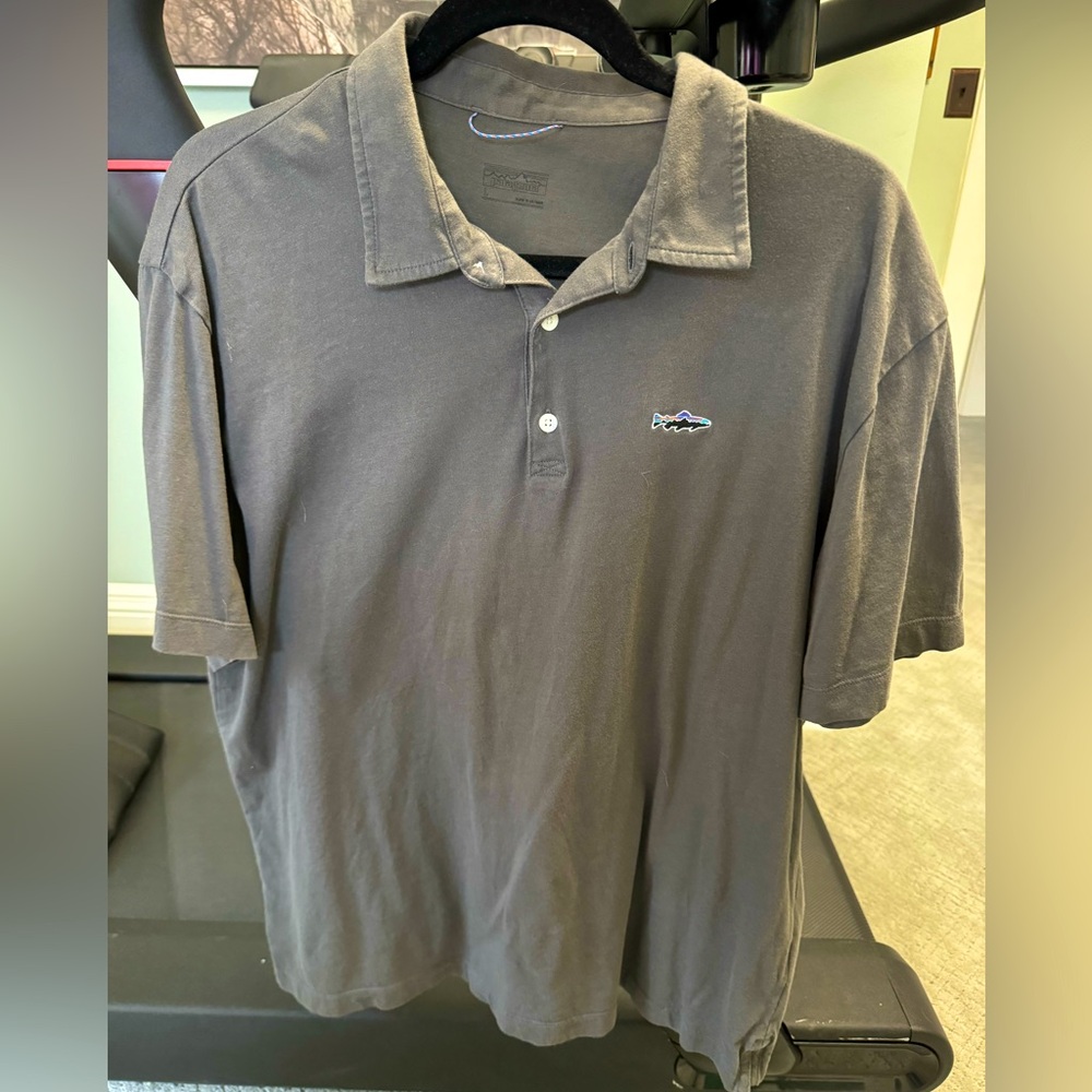 Patagonia Short Sleeve Organic Cotton Fish Logo Polo Shirt
